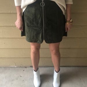 Suede Skirt with Zipper Detail